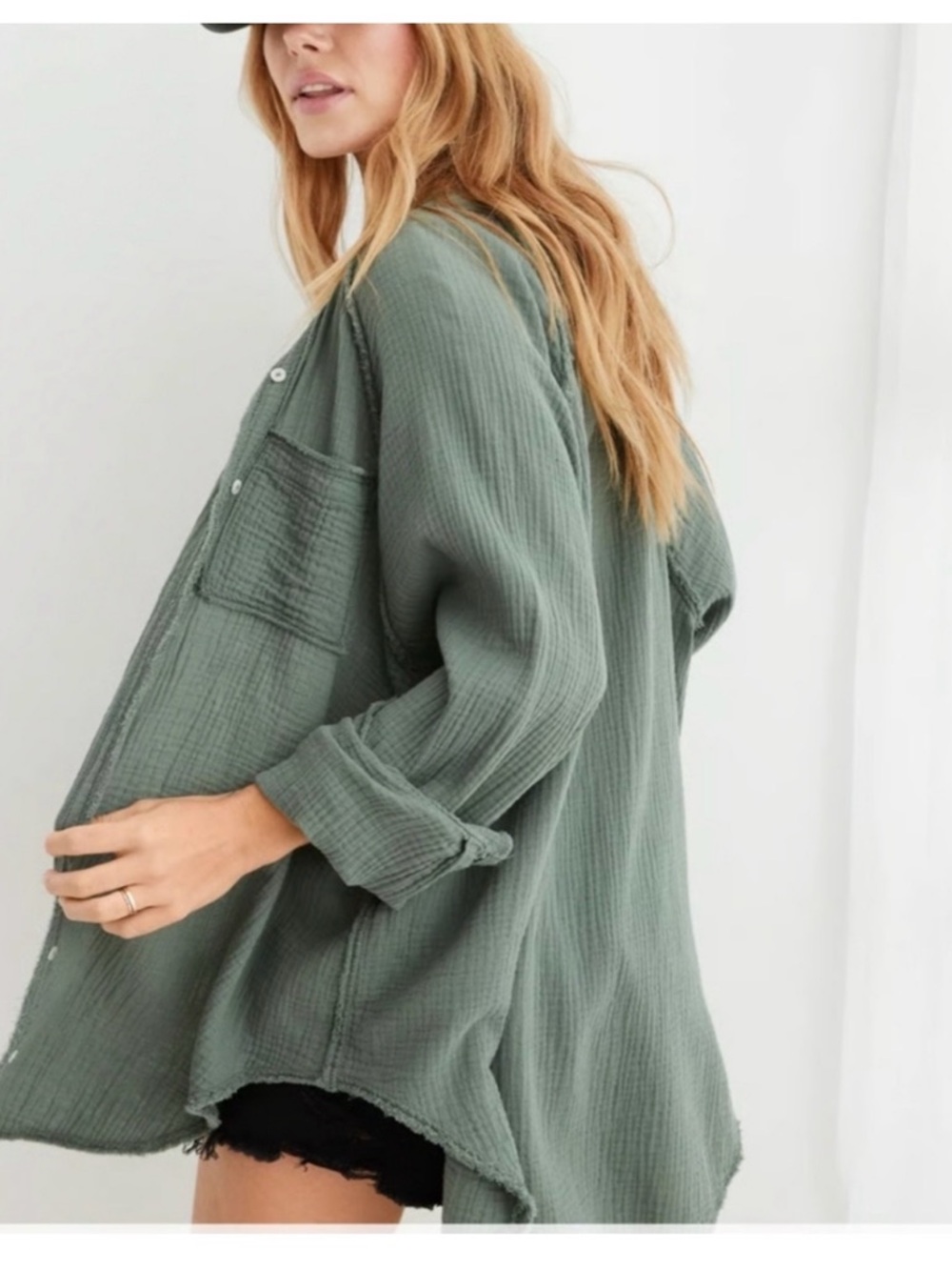 Aerie Gauze Button-Down Cover Up Shirt